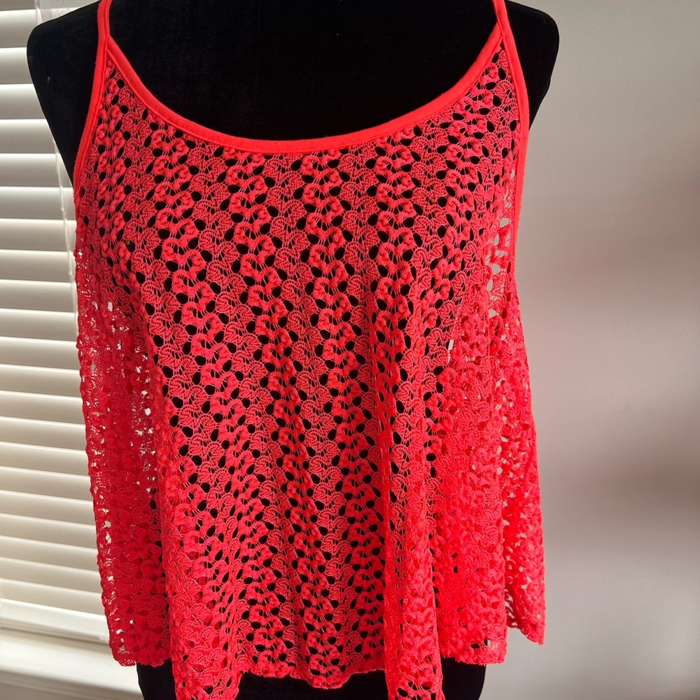 Xhilaration Neon Coral Lace Camisole